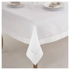 90" Hemstitch Border Design Tablecloth White - Saro Lifestyle