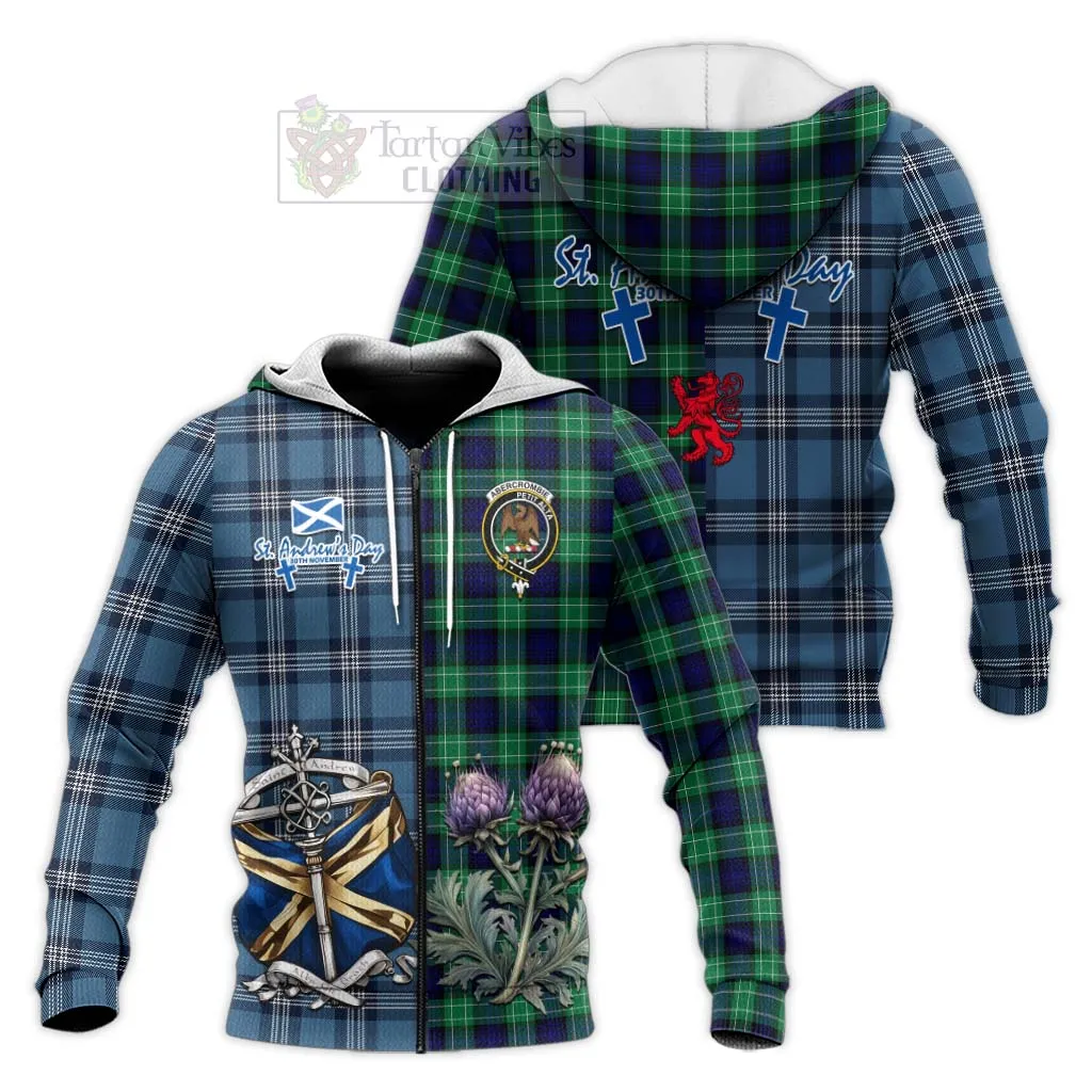 Abercrombie Tartan Knitted Hoodie Happy St. Andrew's Day Half Tartan Style