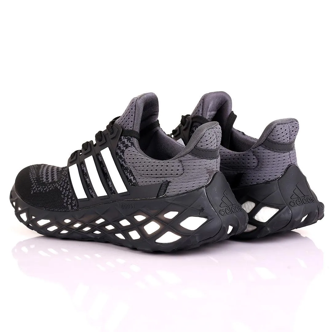 AD Boost Black Grey  And White Designed Men's Running Sneakers