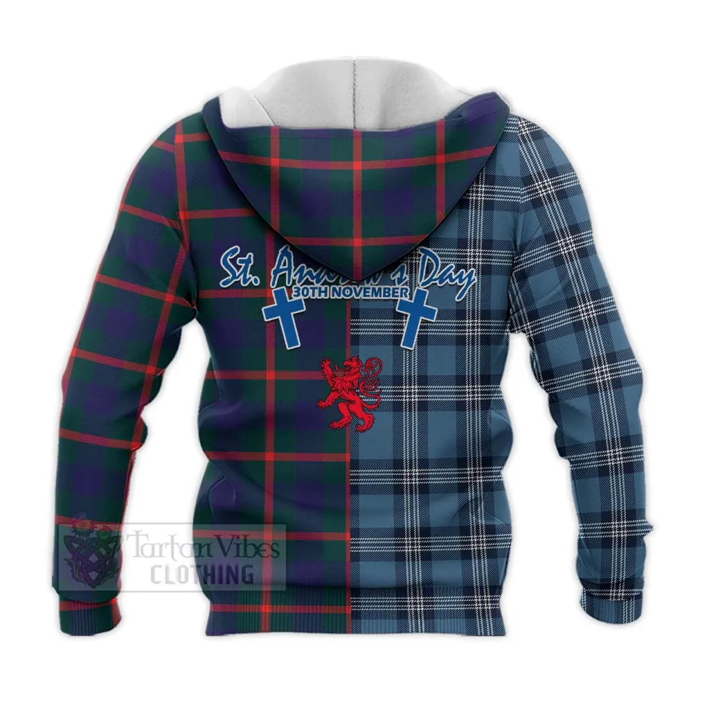 Agnew Tartan Knitted Hoodie Happy St. Andrew's Day Half Tartan Style