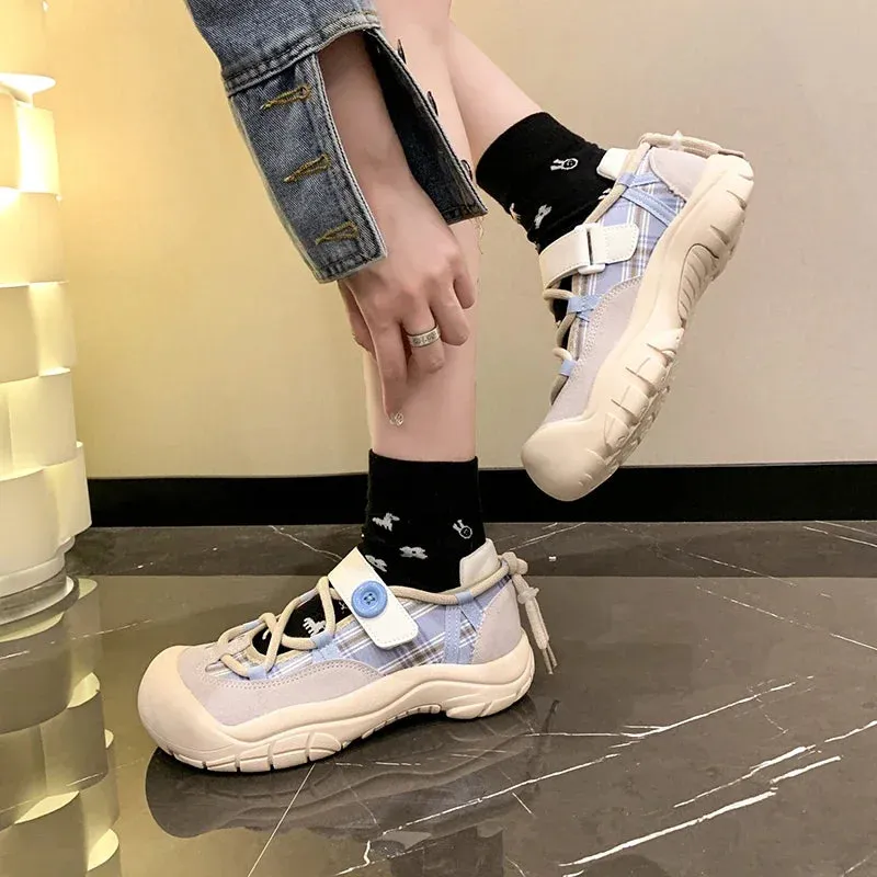 Aiertu Back  to school Ugly and Cute Big-headed Versatile Thick-sole Sneakers Women's Spring and Autumn Student Internet Celebrity High-end Sneakers