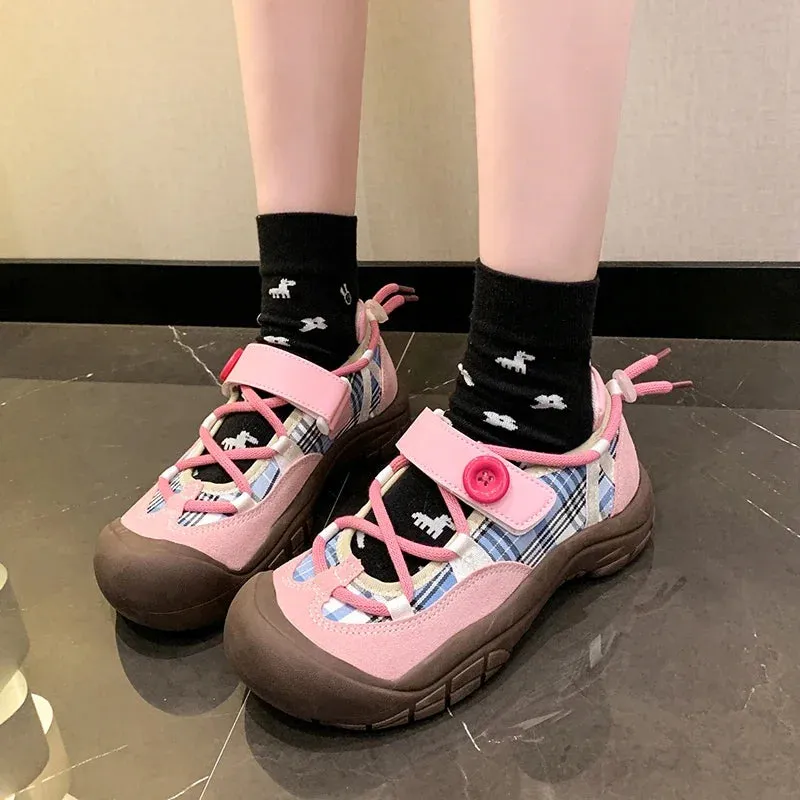 Aiertu Back  to school Ugly and Cute Big-headed Versatile Thick-sole Sneakers Women's Spring and Autumn Student Internet Celebrity High-end Sneakers