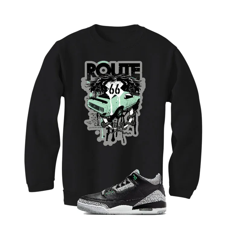 Air Jordan 3 “Green Glow” | illcurrency Black T-Shirt (Route 66 Vintage car)