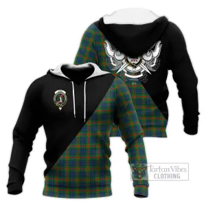 Aiton Tartan Knitted Hoodie with Family Crest and Military Logo Style