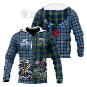 Alexander Tartan Knitted Hoodie Happy St. Andrew's Day Half Tartan Style