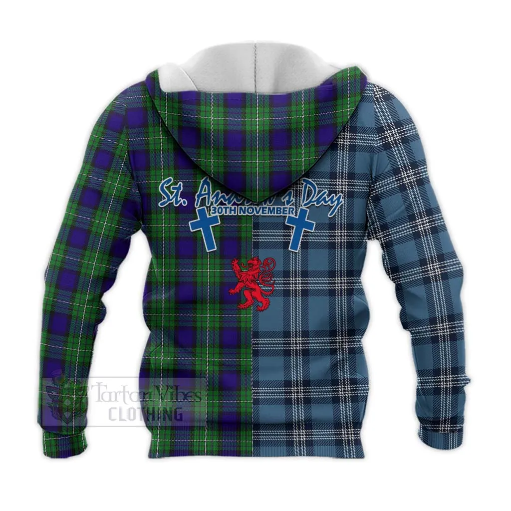 Alexander Tartan Knitted Hoodie Happy St. Andrew's Day Half Tartan Style