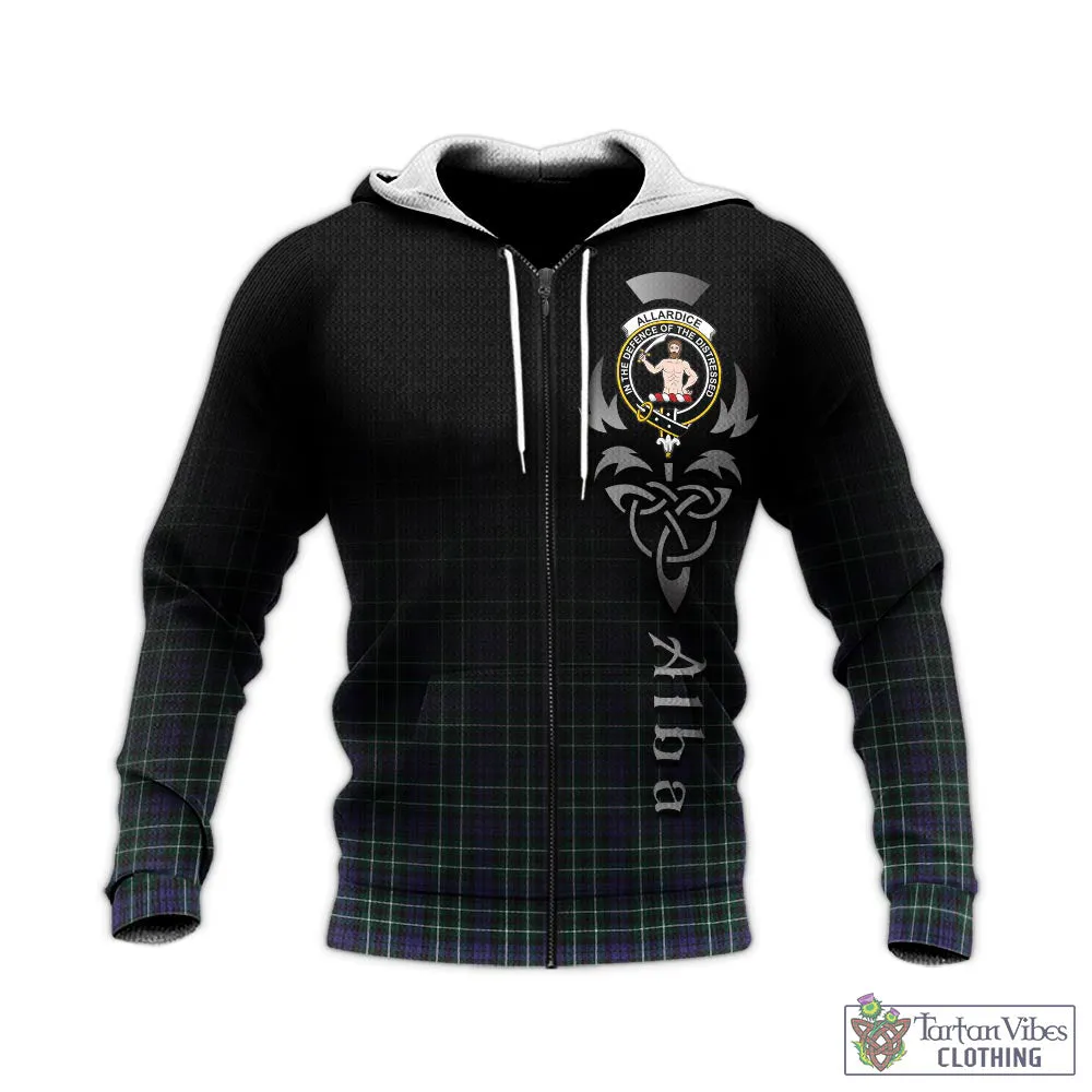 Allardice Tartan Knitted Hoodie Featuring Alba Gu Brath Family Crest Celtic Inspired