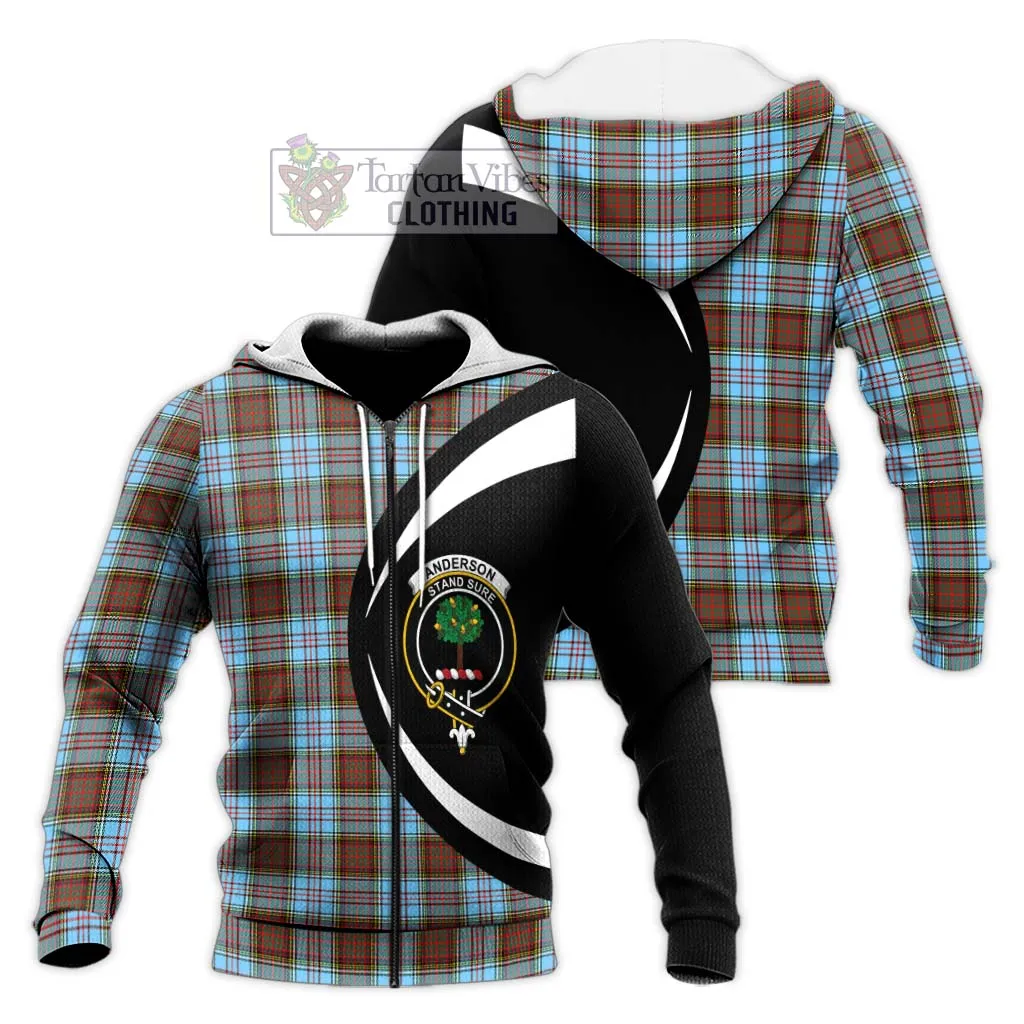 Anderson Ancient Tartan Knitted Hoodie with Family Crest Circle Style