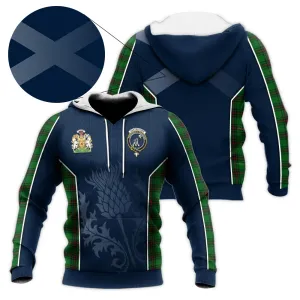 Anstruther Tartan Knitted Hoodie with Family Crest and Scottish Thistle Vibes Sport Style