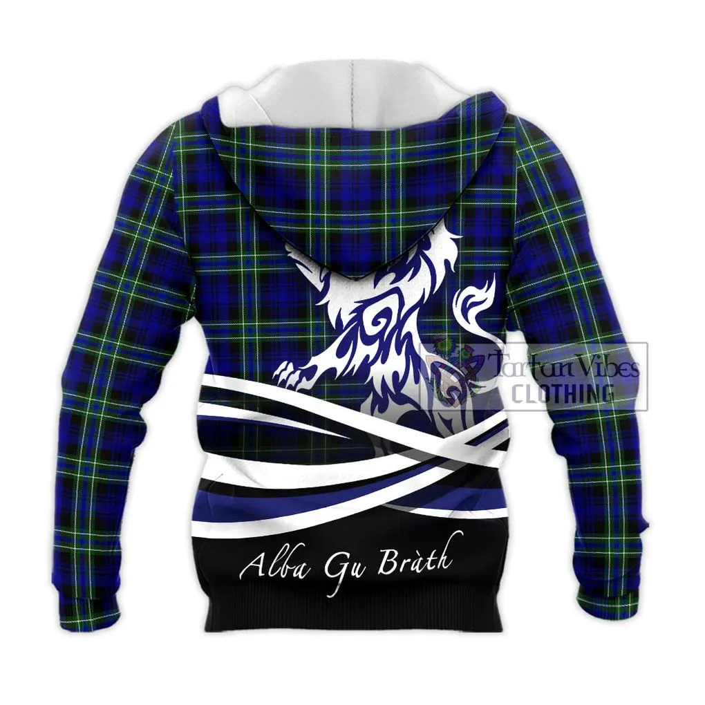 Arbuthnot Modern Tartan Knitted Hoodie with Alba Gu Brath Regal Lion Emblem