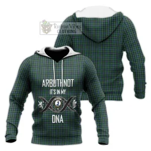 Arbuthnot Tartan Knitted Hoodie with Family Crest DNA In Me Style