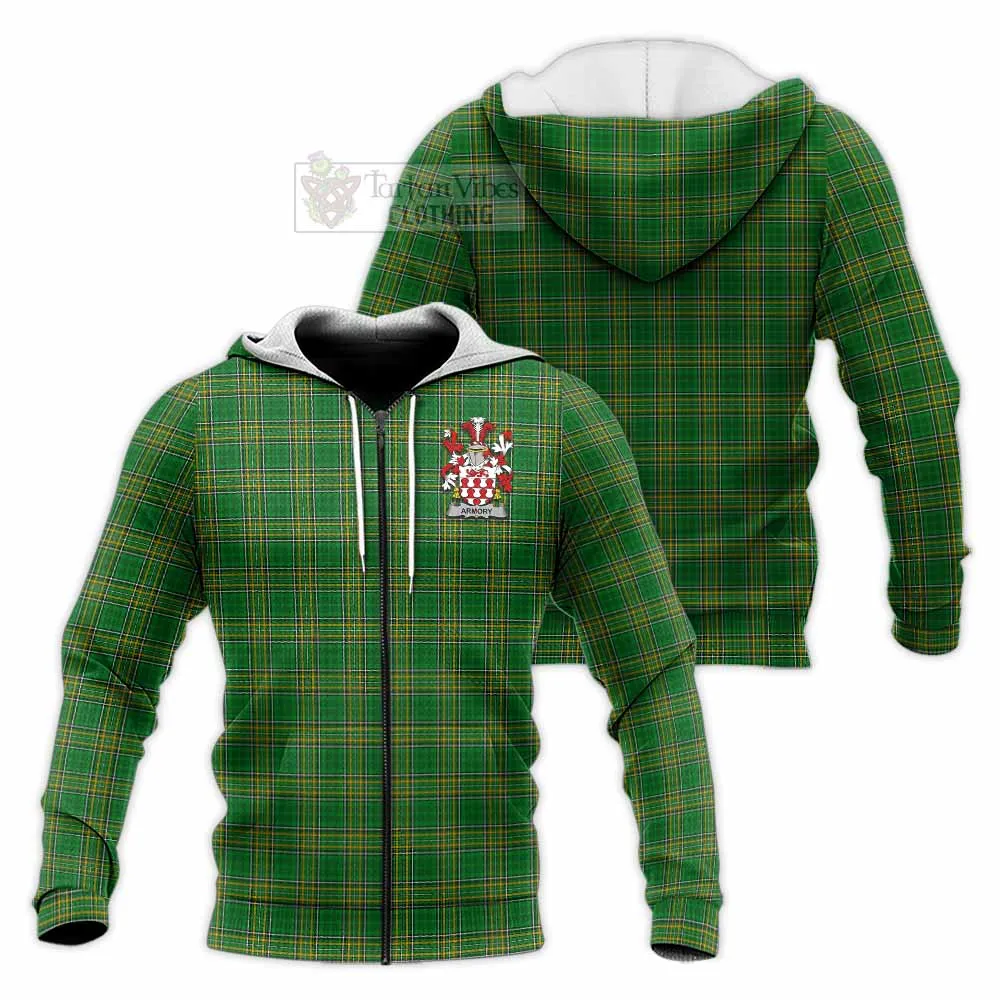 Armory Irish Clan Tartan Knitted Hoodie with Coat of Arms