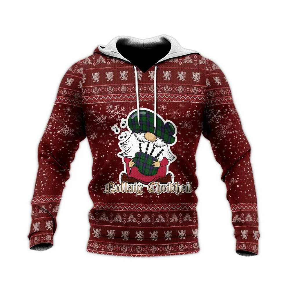 Armstrong Clan Christmas Knitted Hoodie with Funny Gnome Playing Bagpipes