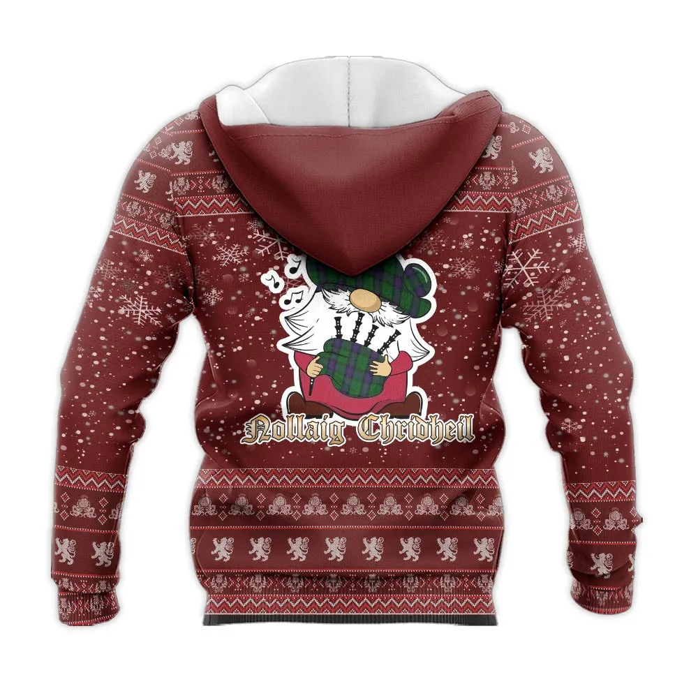 Armstrong Clan Christmas Knitted Hoodie with Funny Gnome Playing Bagpipes