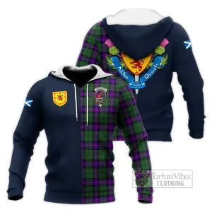 Armstrong Modern Tartan Knitted Hoodie Alba with Scottish Lion Royal Arm Half Style