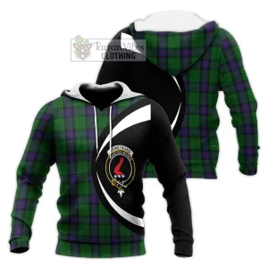 Armstrong Tartan Knitted Hoodie with Family Crest Circle Style