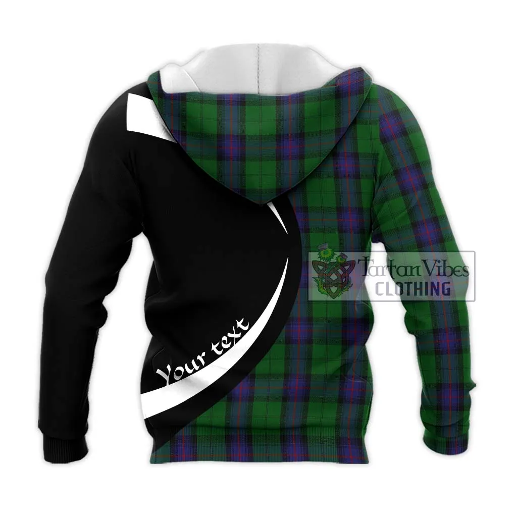 Armstrong Tartan Knitted Hoodie with Family Crest Circle Style