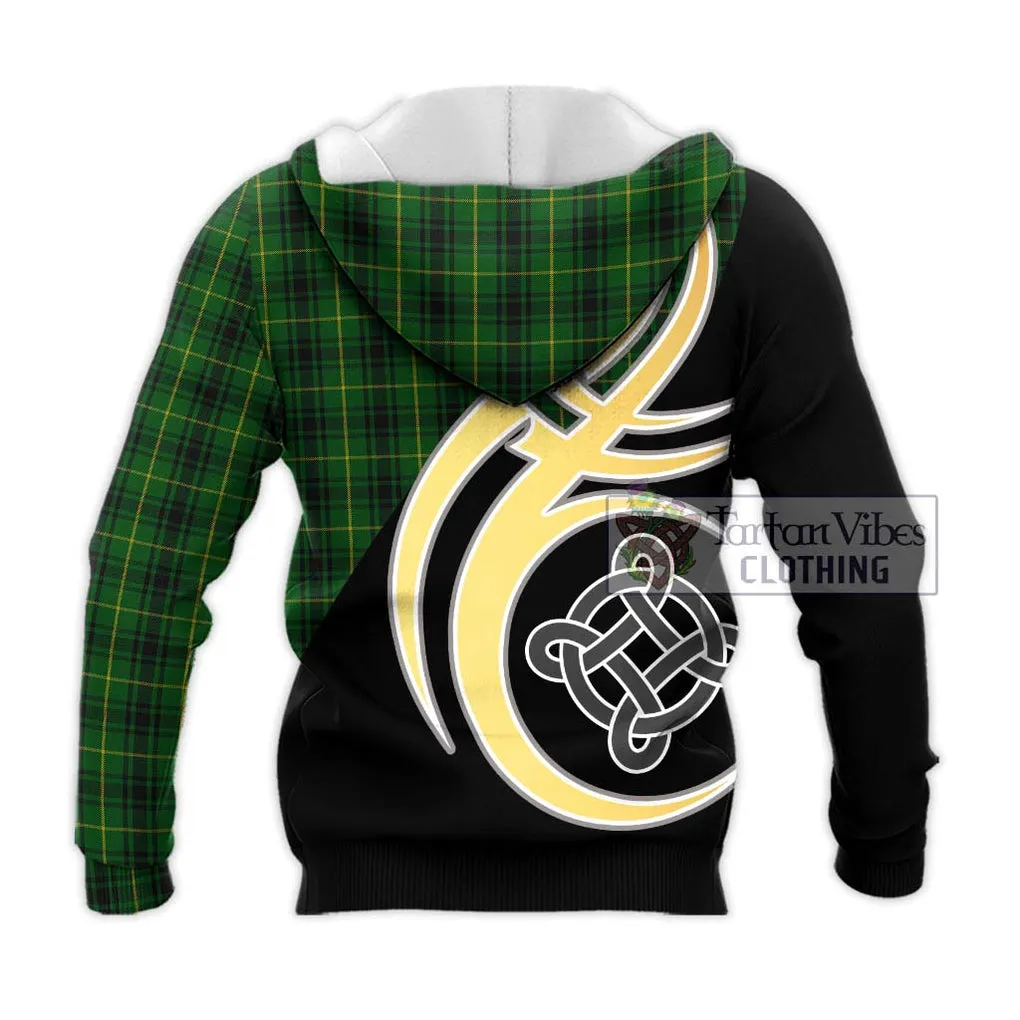 Arthur Tartan Knitted Hoodie with Family Crest and Celtic Symbol Style