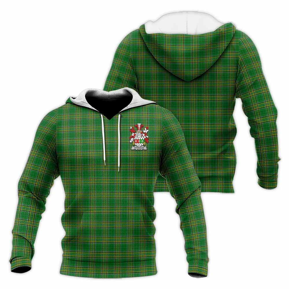 Atkinson Irish Clan Tartan Knitted Hoodie with Coat of Arms