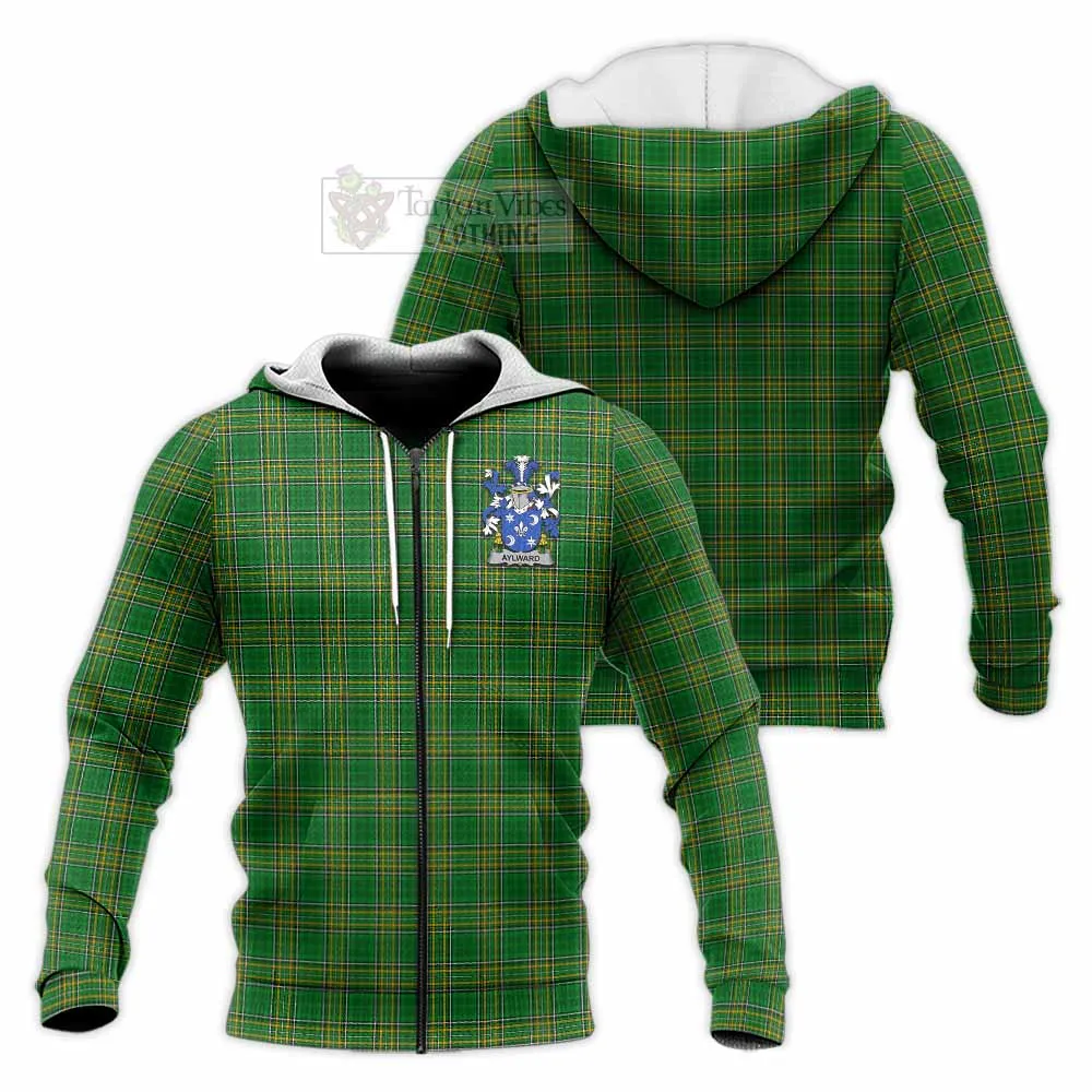 Aylward Irish Clan Tartan Knitted Hoodie with Coat of Arms