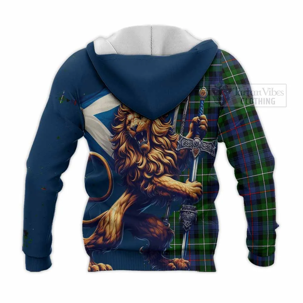 Baillie (Bailey) Tartan Family Crest Knitted Hoodie with Scottish Majestic Lion