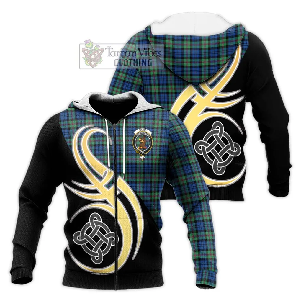 Baird Ancient Tartan Knitted Hoodie with Family Crest and Celtic Symbol Style