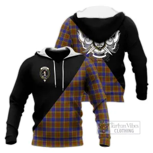 Balfour Tartan Knitted Hoodie with Family Crest and Military Logo Style