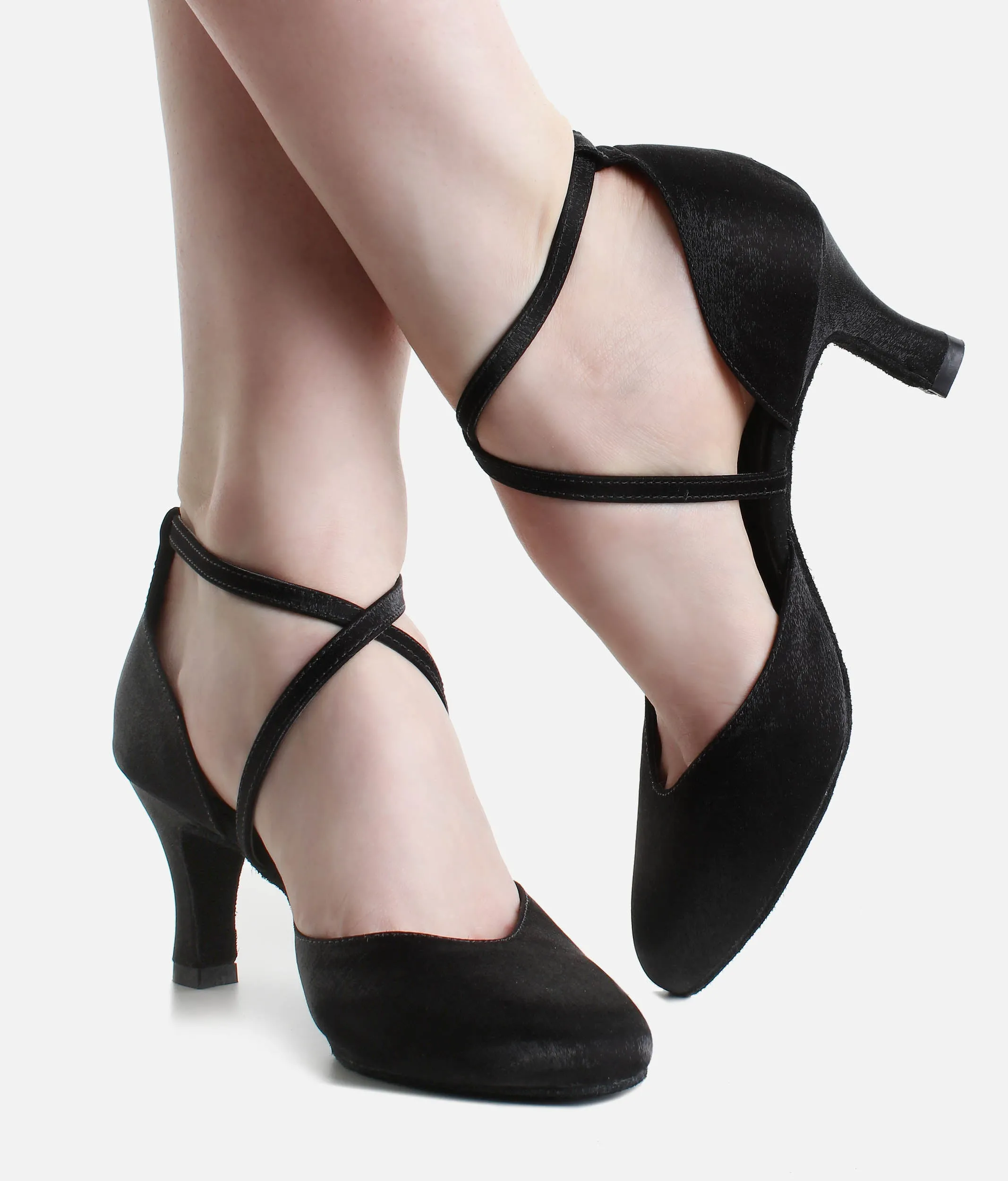 Ballroom Dancing Shoes, Black Satin - BL126