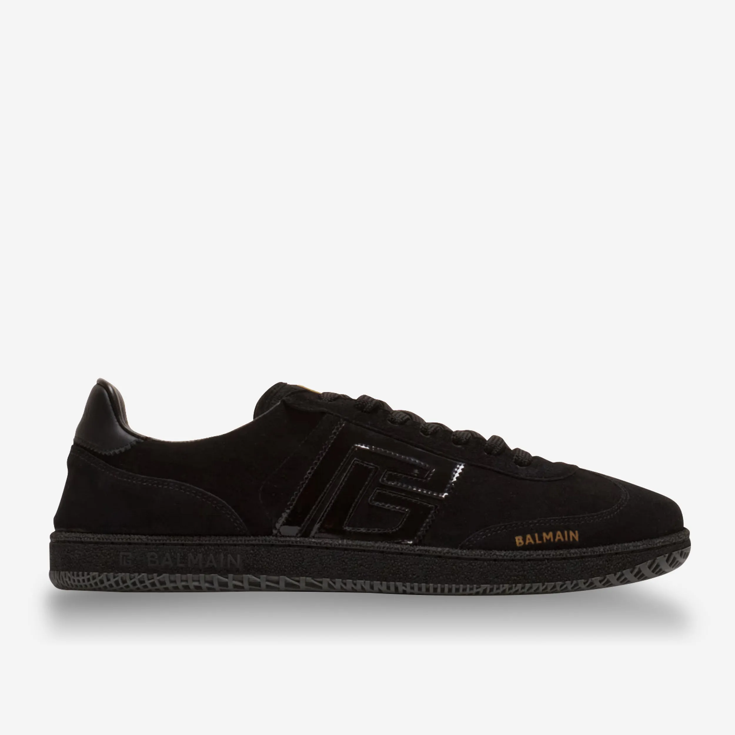 Balmain Swan Suede And Patent Leather Sneakers