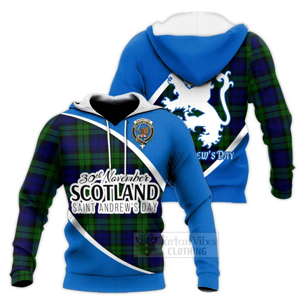 Bannatyne Family Crest Tartan Knitted Hoodie Celebrate Saint Andrew's Day in Style