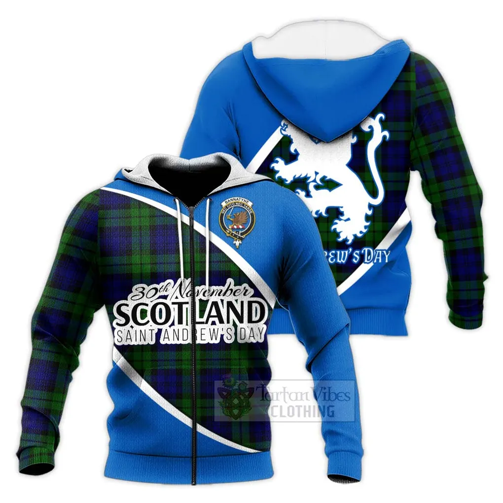 Bannatyne Family Crest Tartan Knitted Hoodie Celebrate Saint Andrew's Day in Style