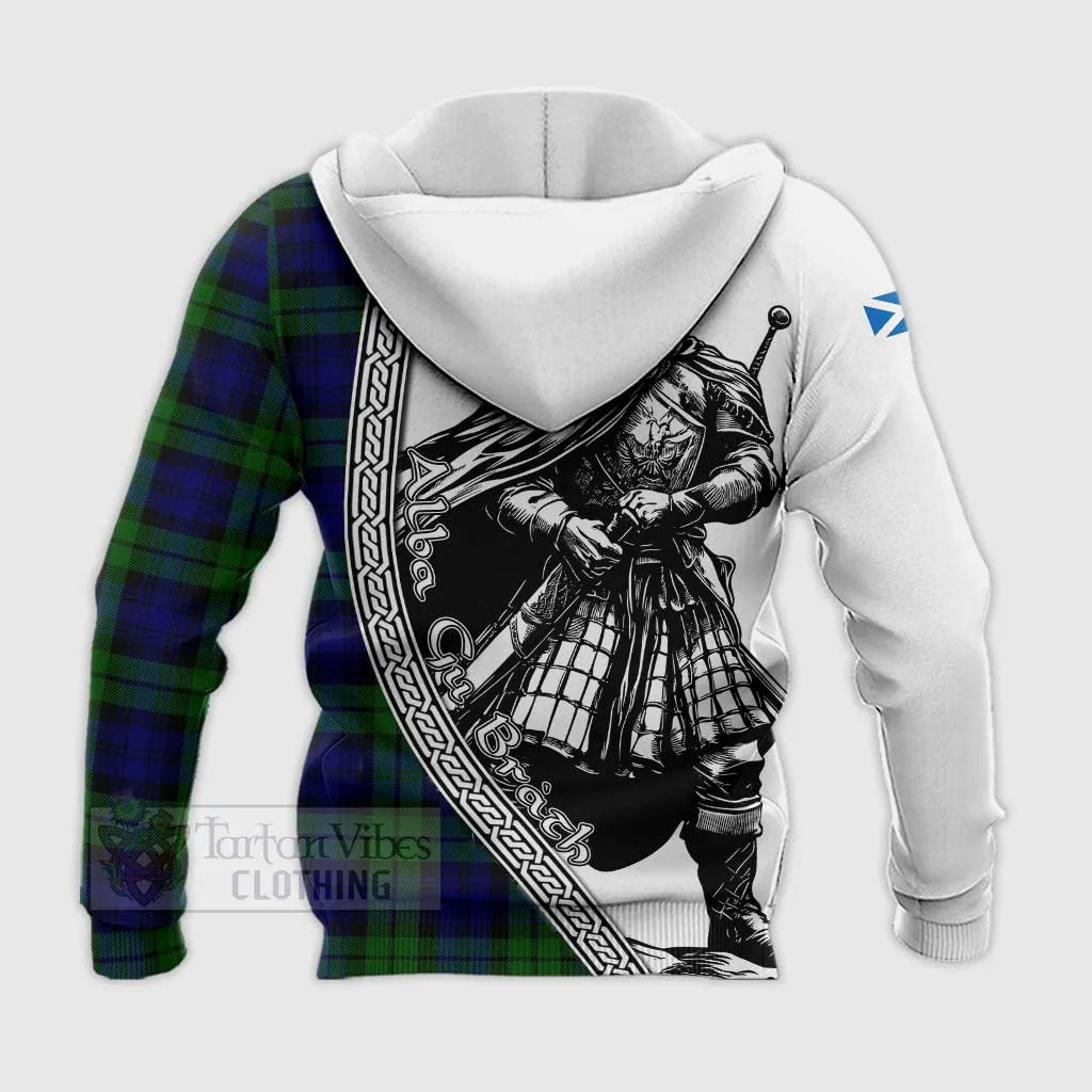 Bannatyne Tartan Clan Crest Knitted Hoodie with Highlander Warrior Celtic Style