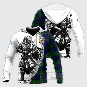 Bannatyne Tartan Clan Crest Knitted Hoodie with Highlander Warrior Celtic Style