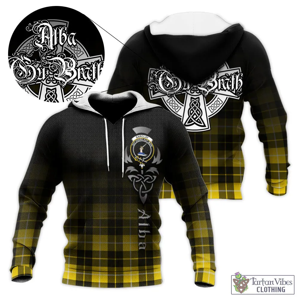 Barclay Dress Modern Tartan Knitted Hoodie Featuring Alba Gu Brath Family Crest Celtic Inspired