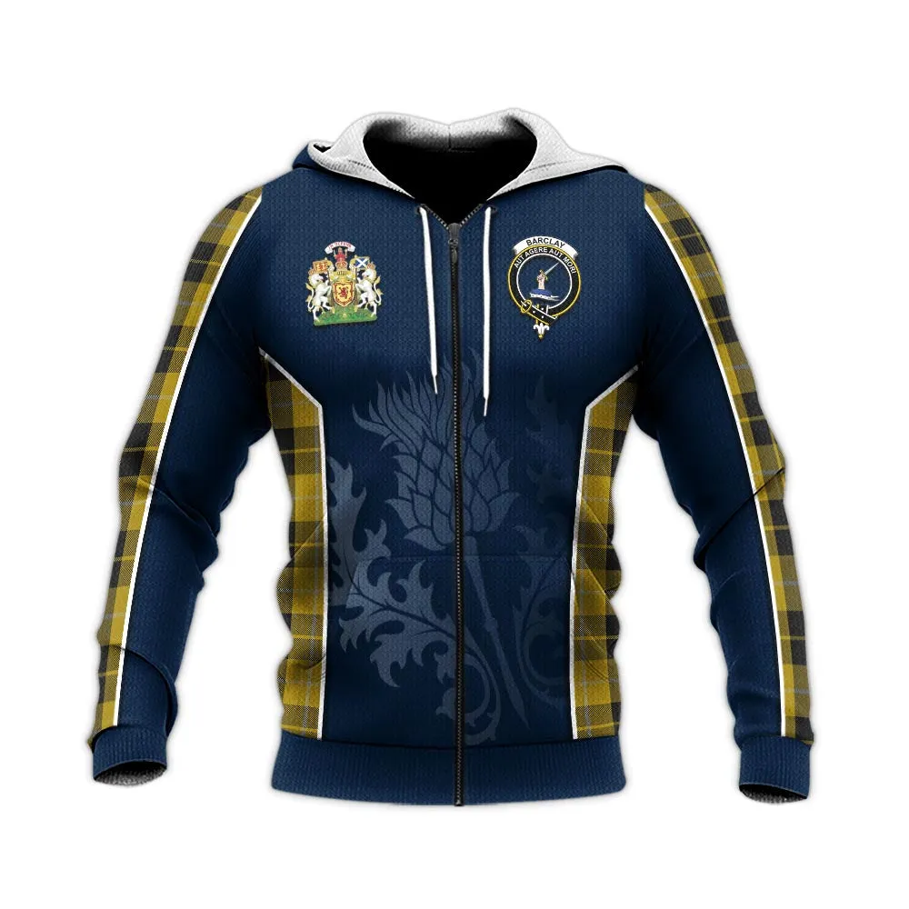 Barclay Dress Tartan Knitted Hoodie with Family Crest and Scottish Thistle Vibes Sport Style