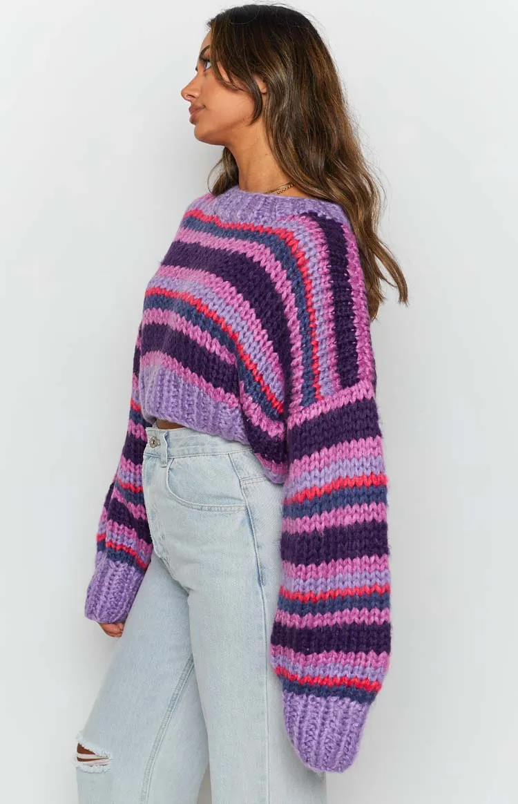 Belmont Stripe Sweater Purple