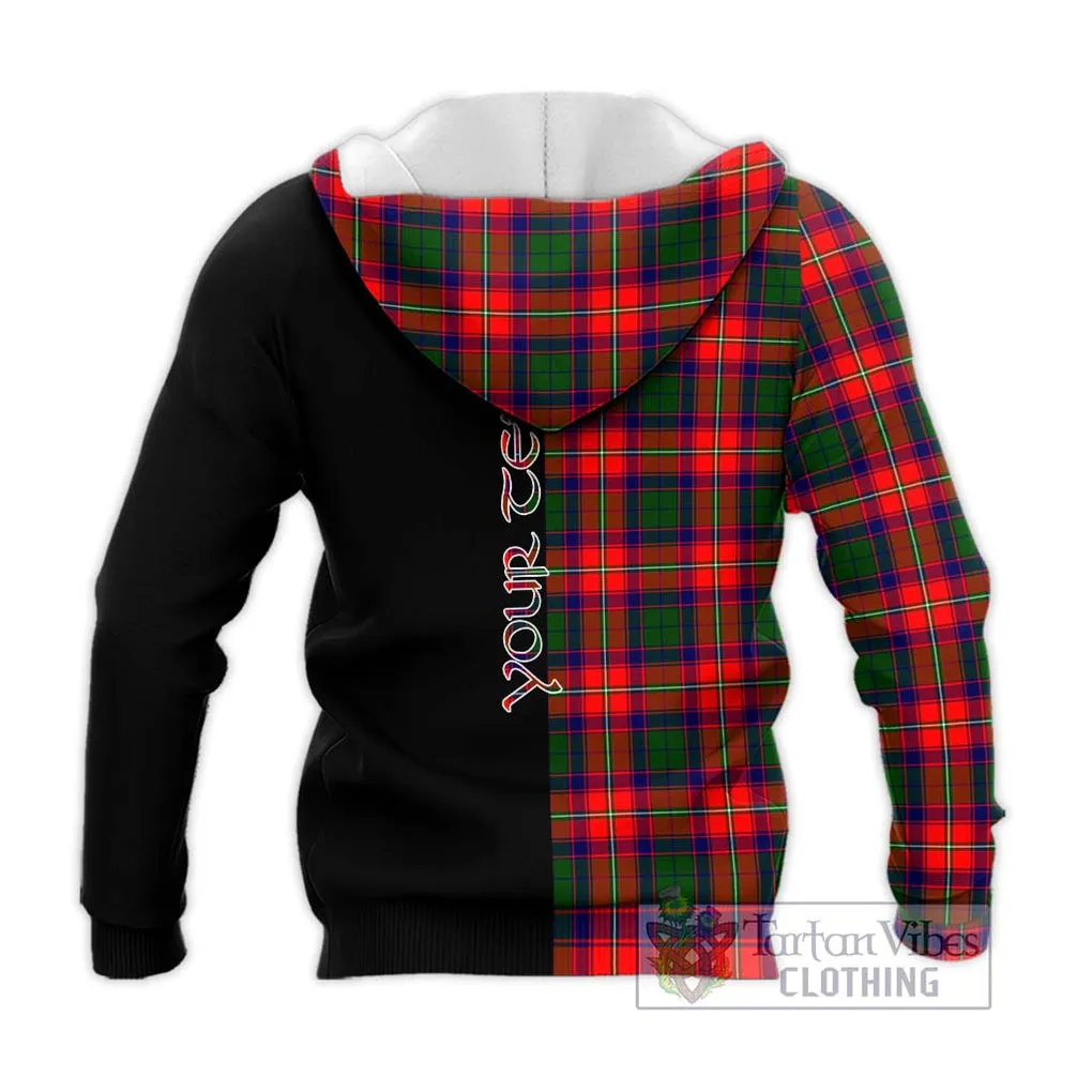 Belsches Tartan Knitted Hoodie with Family Crest and Half Of Me Style