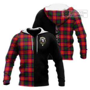 Belsches Tartan Knitted Hoodie with Family Crest and Half Of Me Style