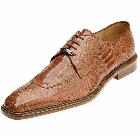 Belvedere Siena Cognac Men's Lace Up Oxford Shoes Genuine Ostrich