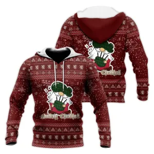 Beveridge Clan Christmas Knitted Hoodie with Funny Gnome Playing Bagpipes