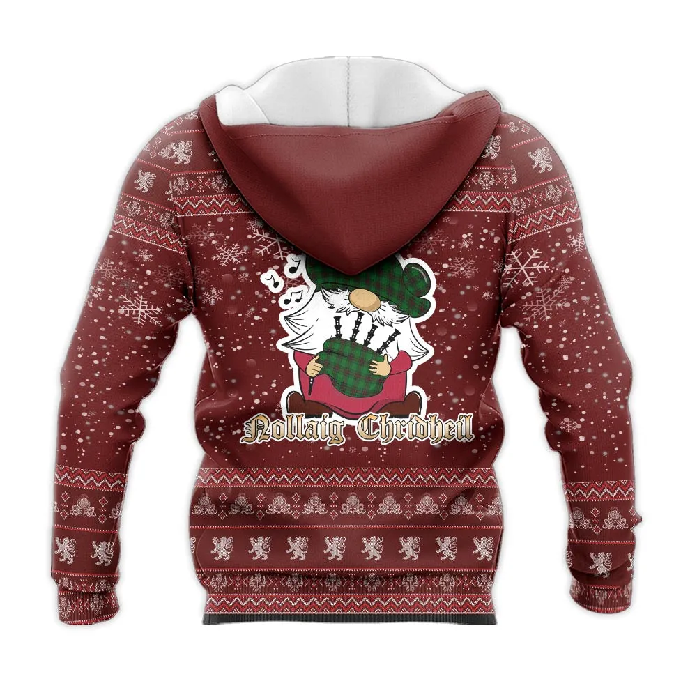 Beveridge Clan Christmas Knitted Hoodie with Funny Gnome Playing Bagpipes