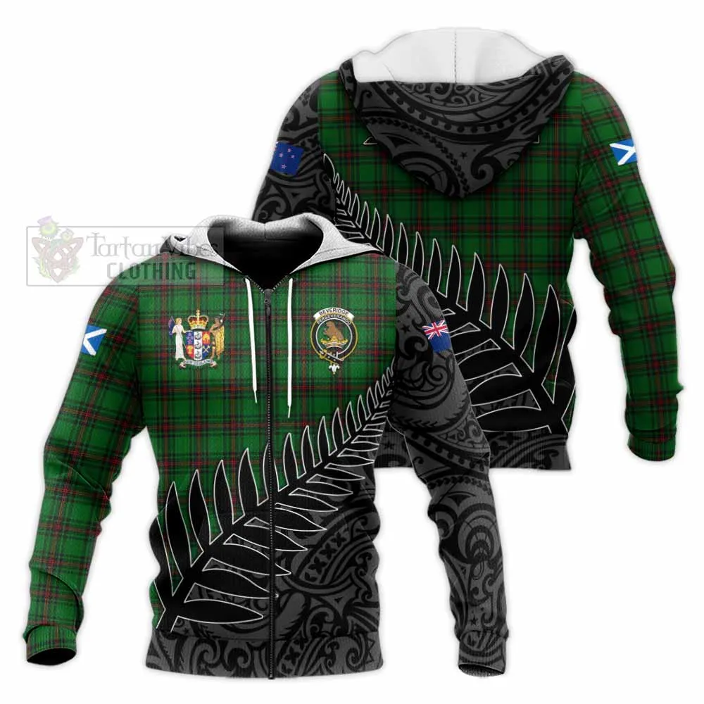 Beveridge Crest Tartan Knitted Hoodie with New Zealand Silver Fern Half Style