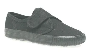 Black Canvas Velcro Plimsoll