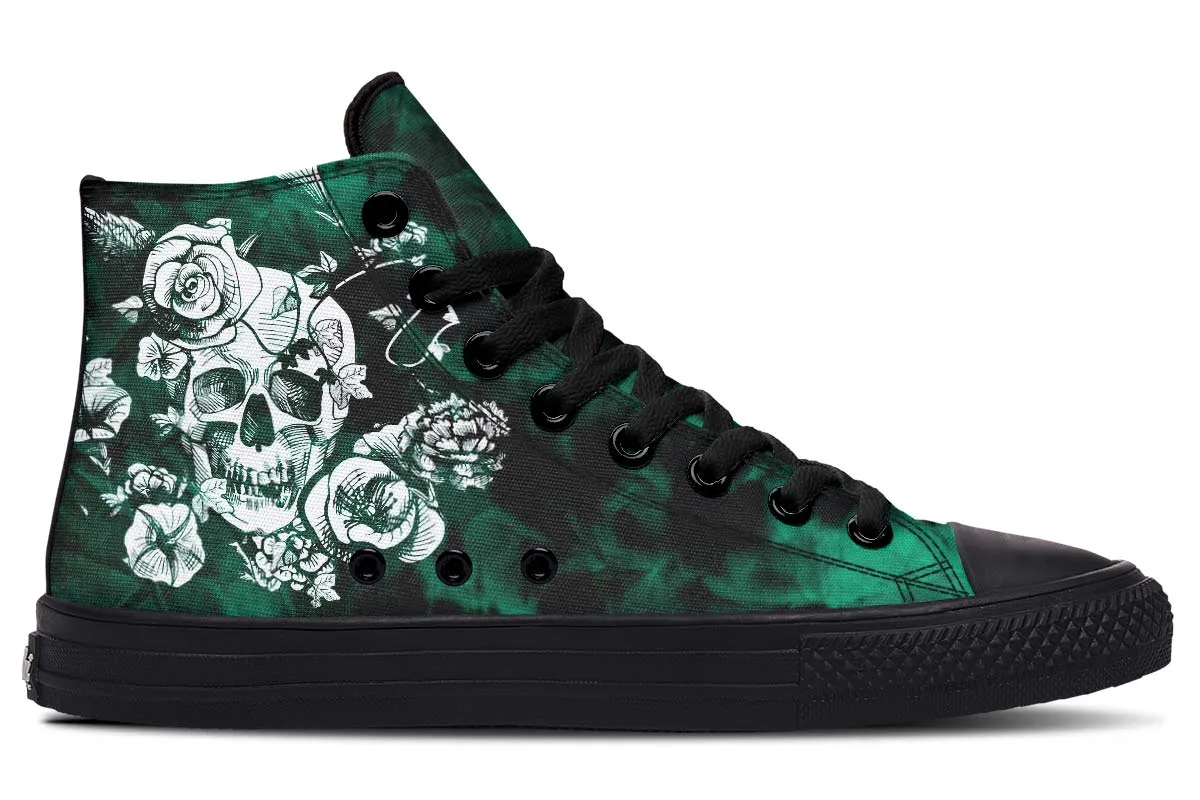 Black Tie Dye Skull And Rose