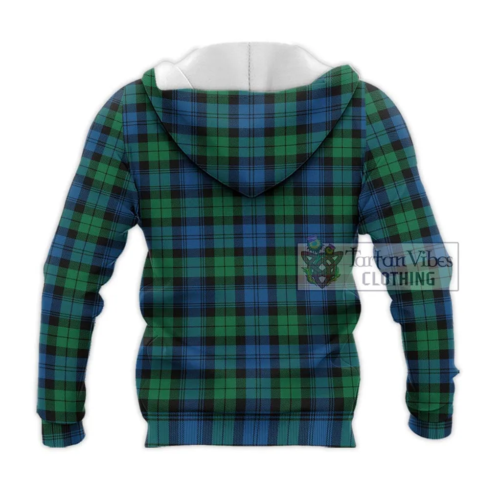 Black Watch Ancient Tartan Knitted Hoodie with Family Crest DNA In Me Style