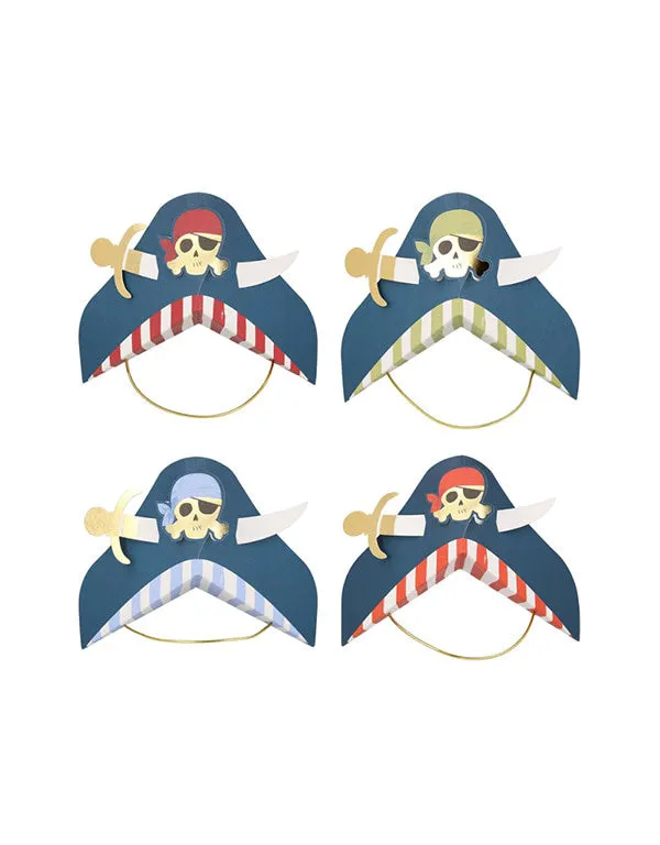 Blue Pirate Party Hats (x 8)