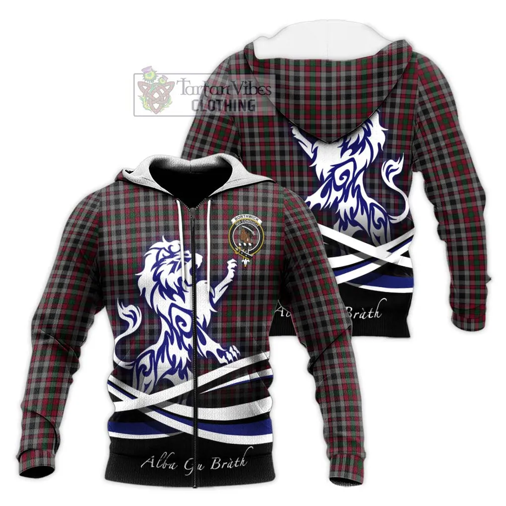 Borthwick Tartan Knitted Hoodie with Alba Gu Brath Regal Lion Emblem