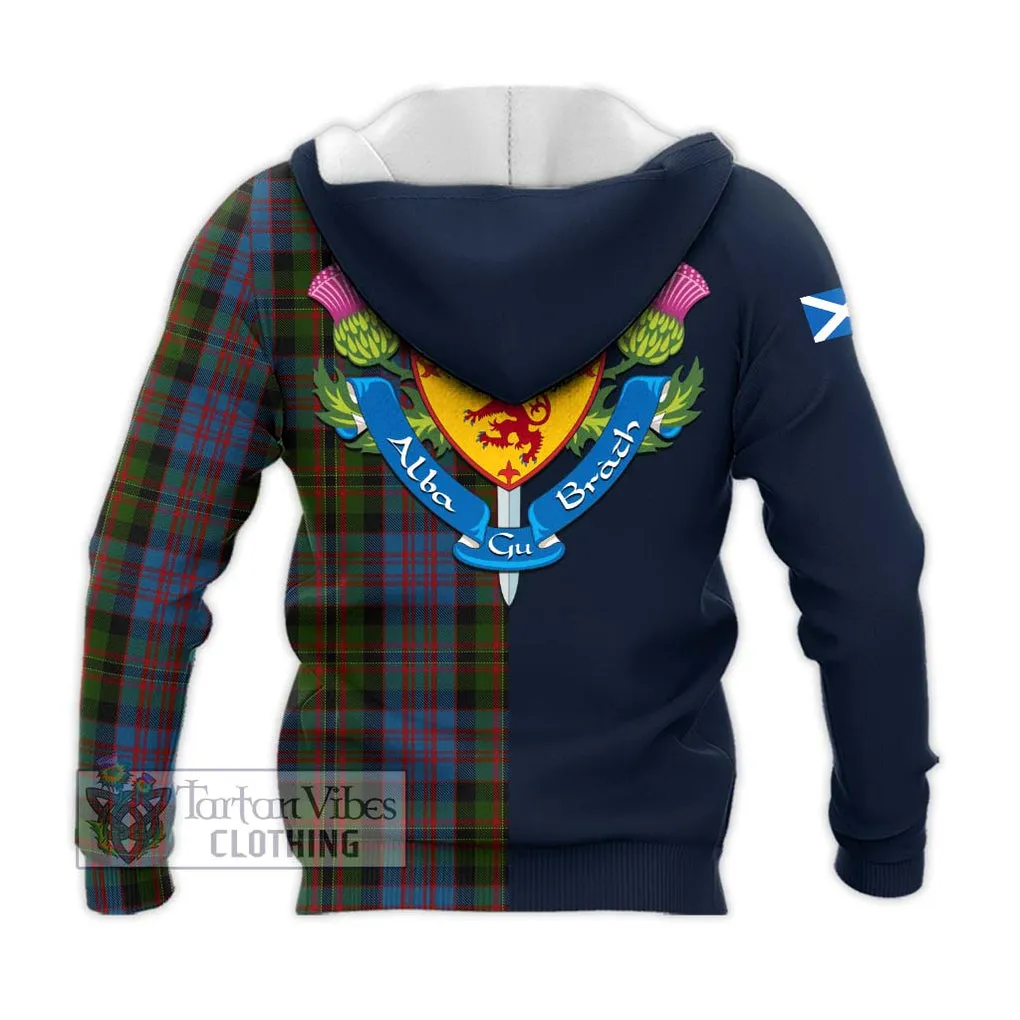 Bowie Tartan Knitted Hoodie Alba with Scottish Lion Royal Arm Half Style