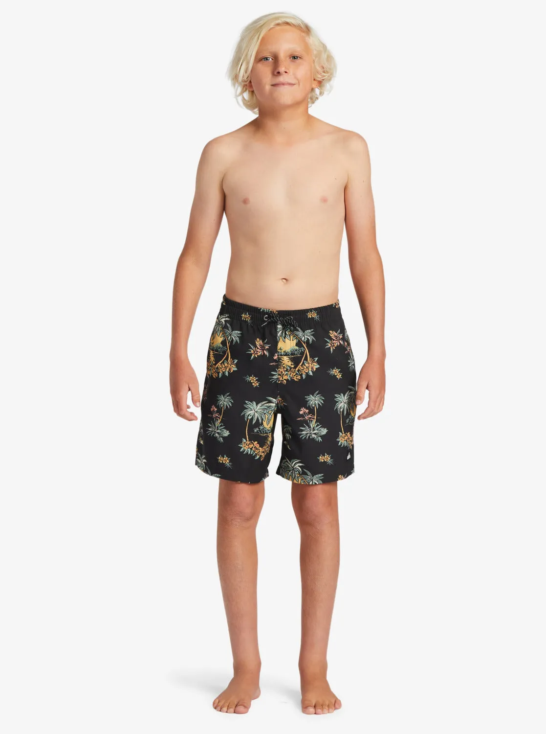 Boys 8-16 Everyday Mix Vl 15Nb Elastic Waist Shorts - Black Palm Spritz