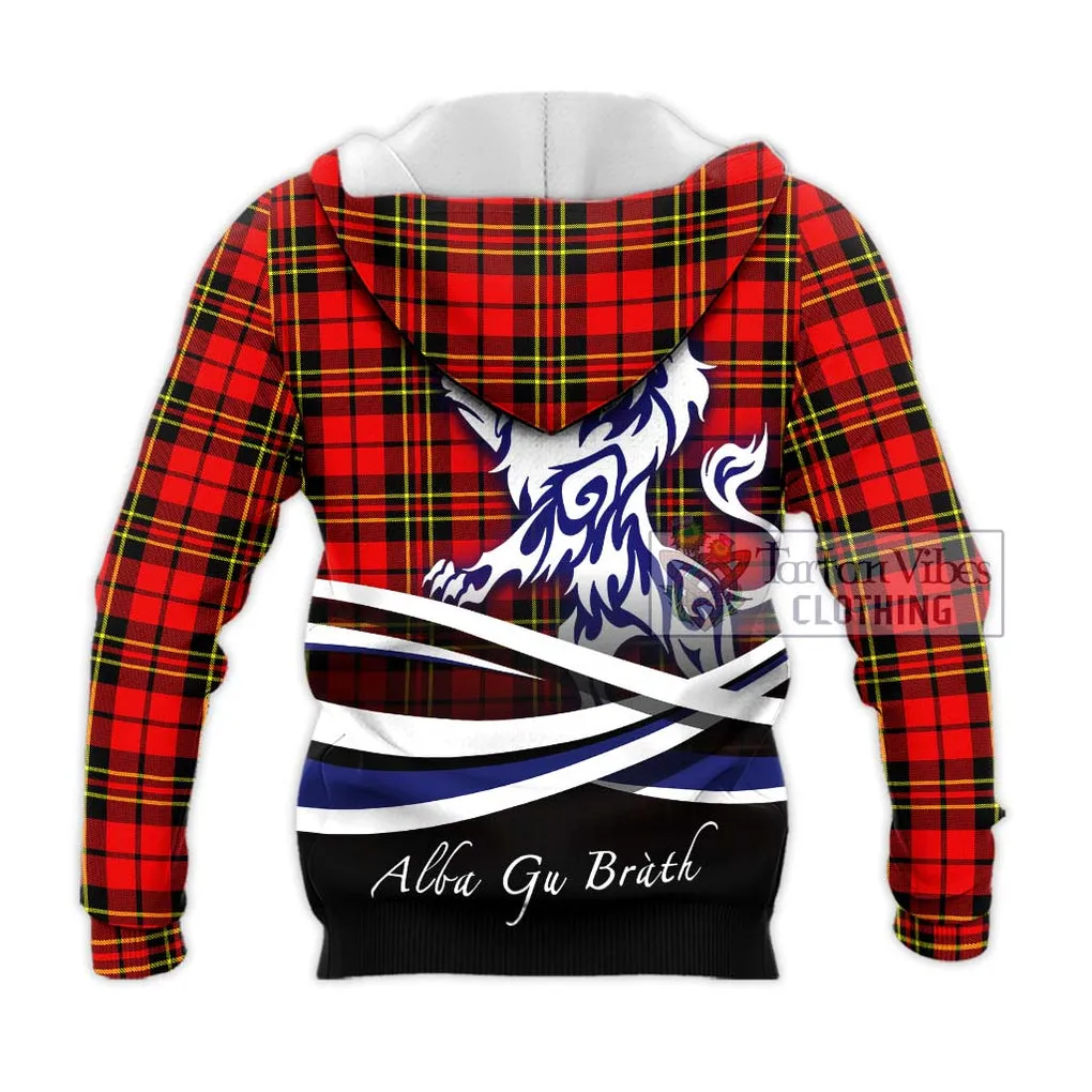 Brodie Modern Tartan Knitted Hoodie with Alba Gu Brath Regal Lion Emblem